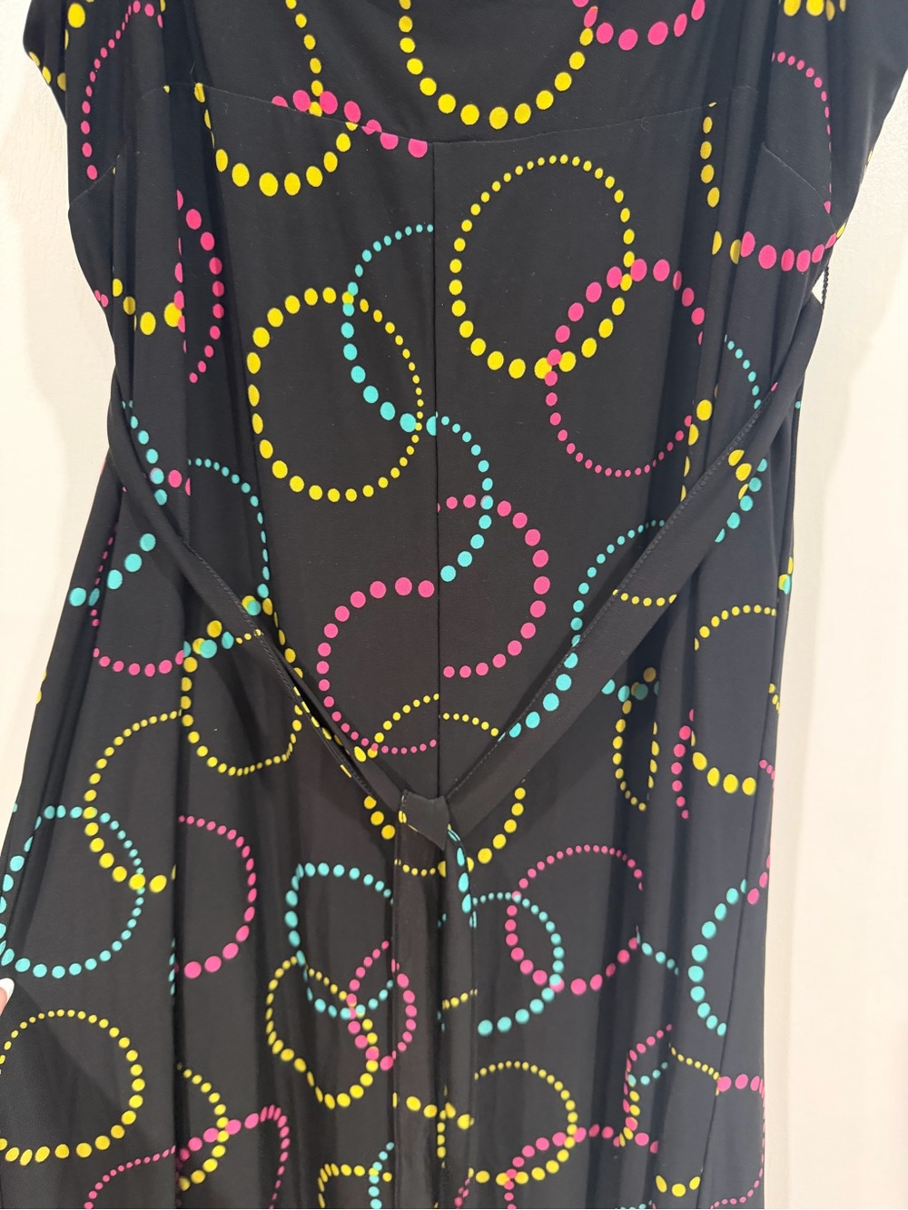 Ambrielle Black Maxi Dress with Pink, Yellow & Teal Dot Circles - Picture 7 of 7